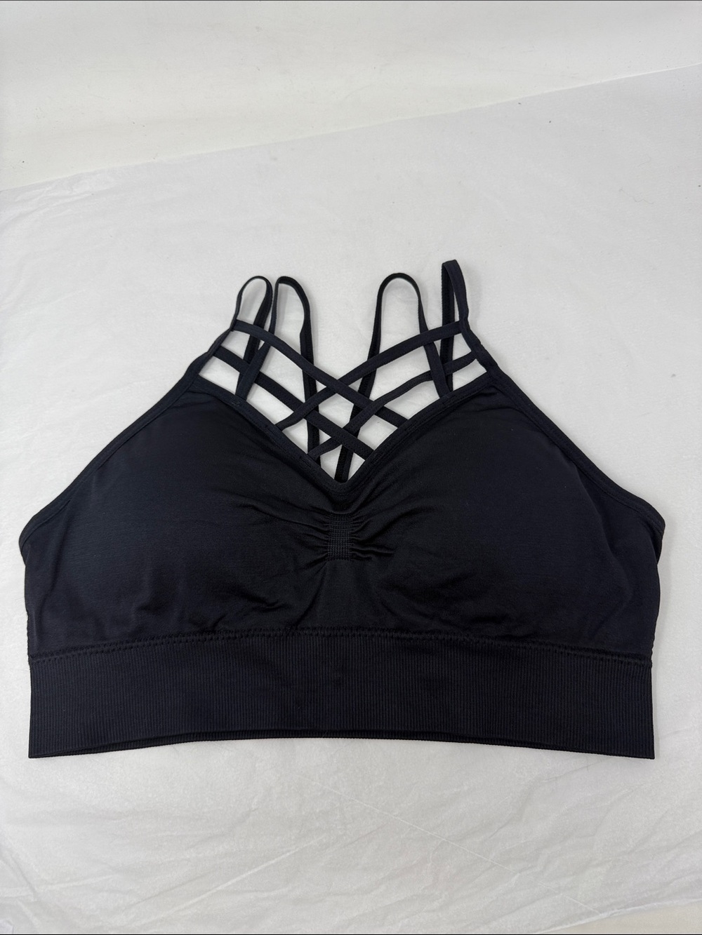 ITZON Activewear wire-free strappy lattice bralette comfy sports bra yoga gym